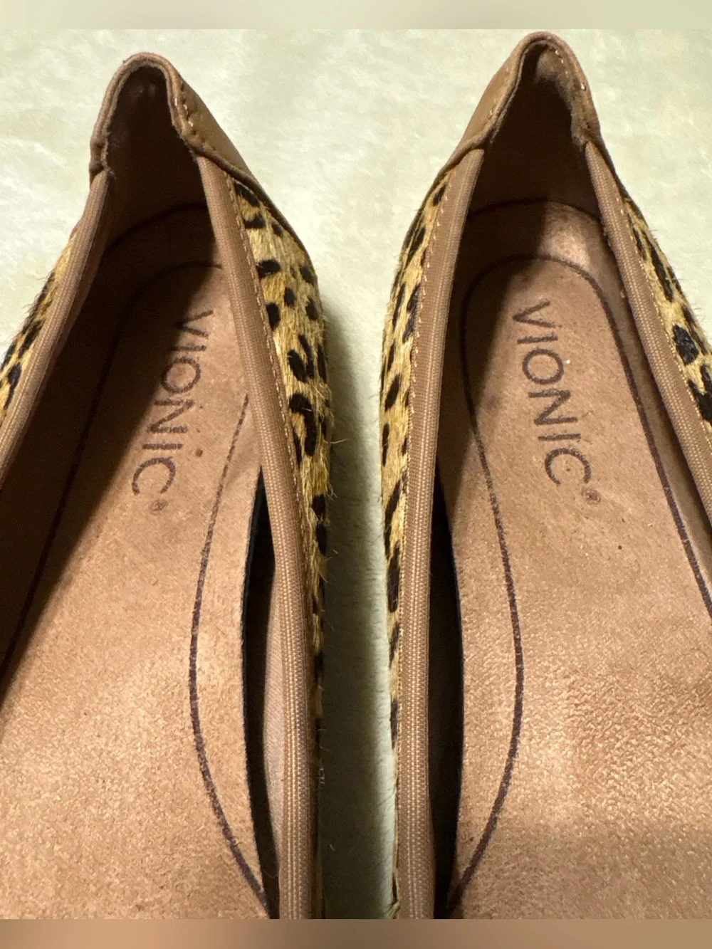Vionic Leopard-Print Ballet Flats with Brown Toe Cap